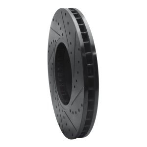 BMW X5 Brake Rotor (1) - Front Left - R1 Concepts - Drilled & Slotted - Black - `02-`06